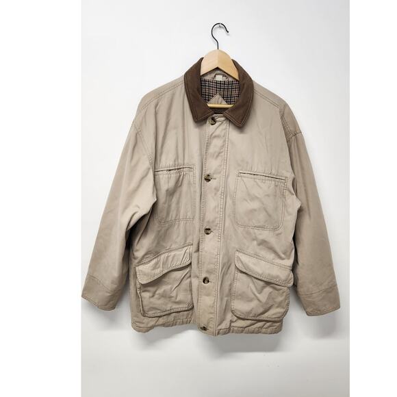 Vintage FieldMaster Ragged Outerwear Khaki/Tan Jacket w/leather Collar, Size Lg